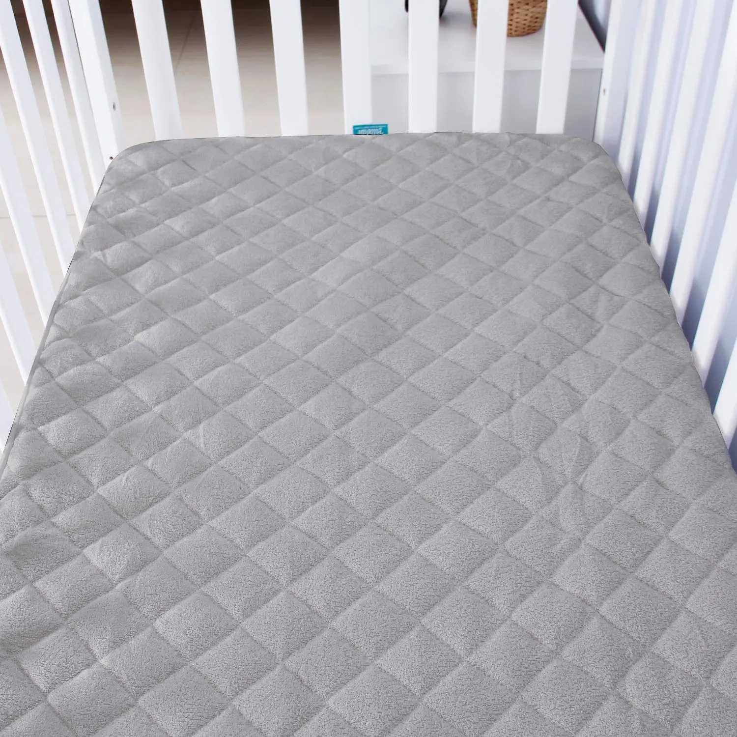 Crib Mattress Protector/ Pad Cover - Natural Bamboo, Waterproof (for Standard Crib/ Toddler Bed), Grey