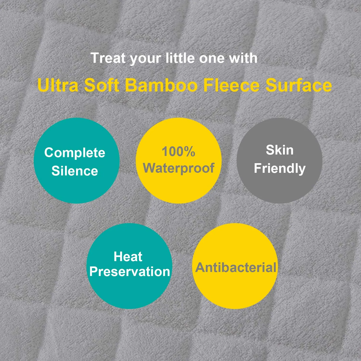 Crib Mattress Protector/ Pad Cover - Natural Bamboo, Waterproof (for Standard Crib/ Toddler Bed), Grey