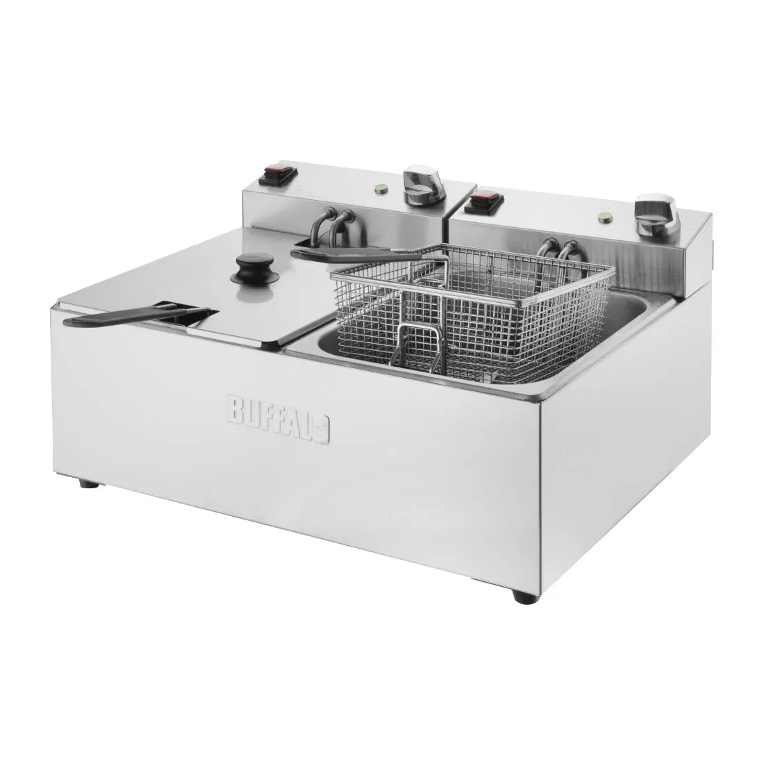 CU618 Buffalo Twin Tank Twin Basket 2x5Ltr Countertop Fryer 2x2.8kW