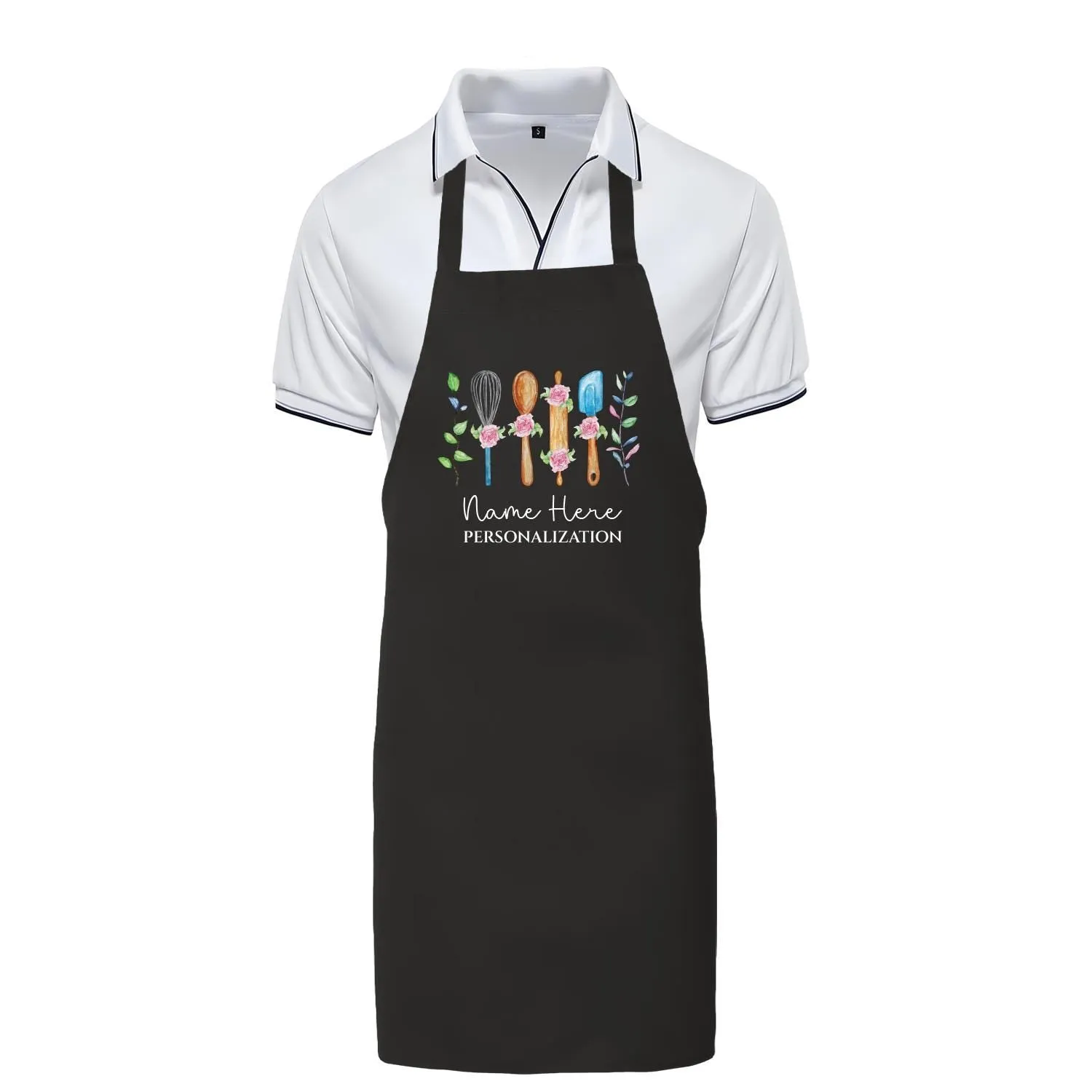 Custom Apron, Adjustable Neck Kitchen Apron, Full-Length Cooking Apron with Pockets, Custom Name Apron, Chef Name Personalized Gift Apron