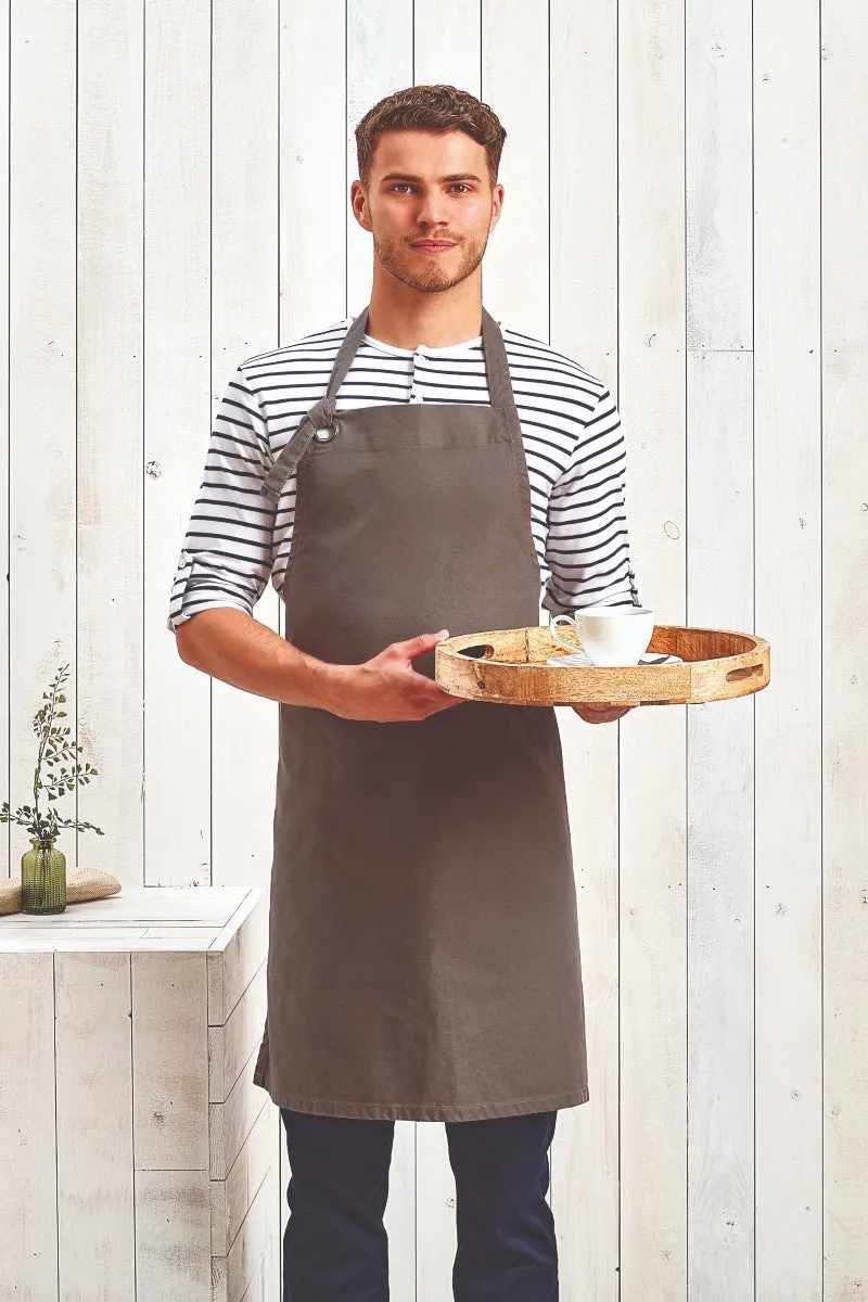 Dark Grey "Calibre" Heavy Cotton Canvas Adjustable Bib Apron (No Pockets)