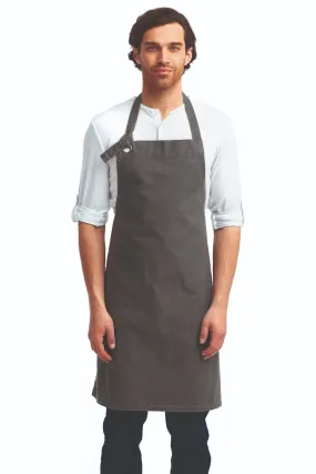 Dark Grey "Calibre" Heavy Cotton Canvas Adjustable Bib Apron (No Pockets)