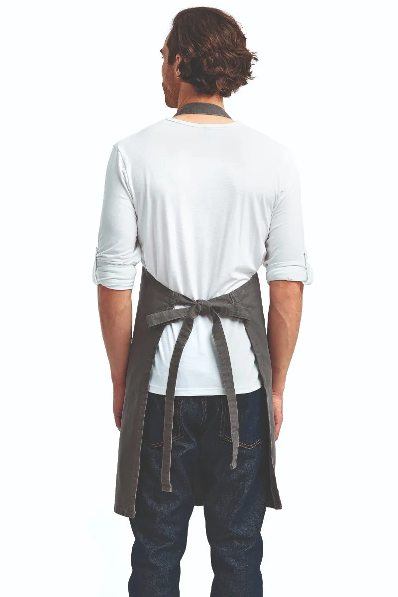 Dark Grey "Calibre" Heavy Cotton Canvas Adjustable Bib Apron (No Pockets)