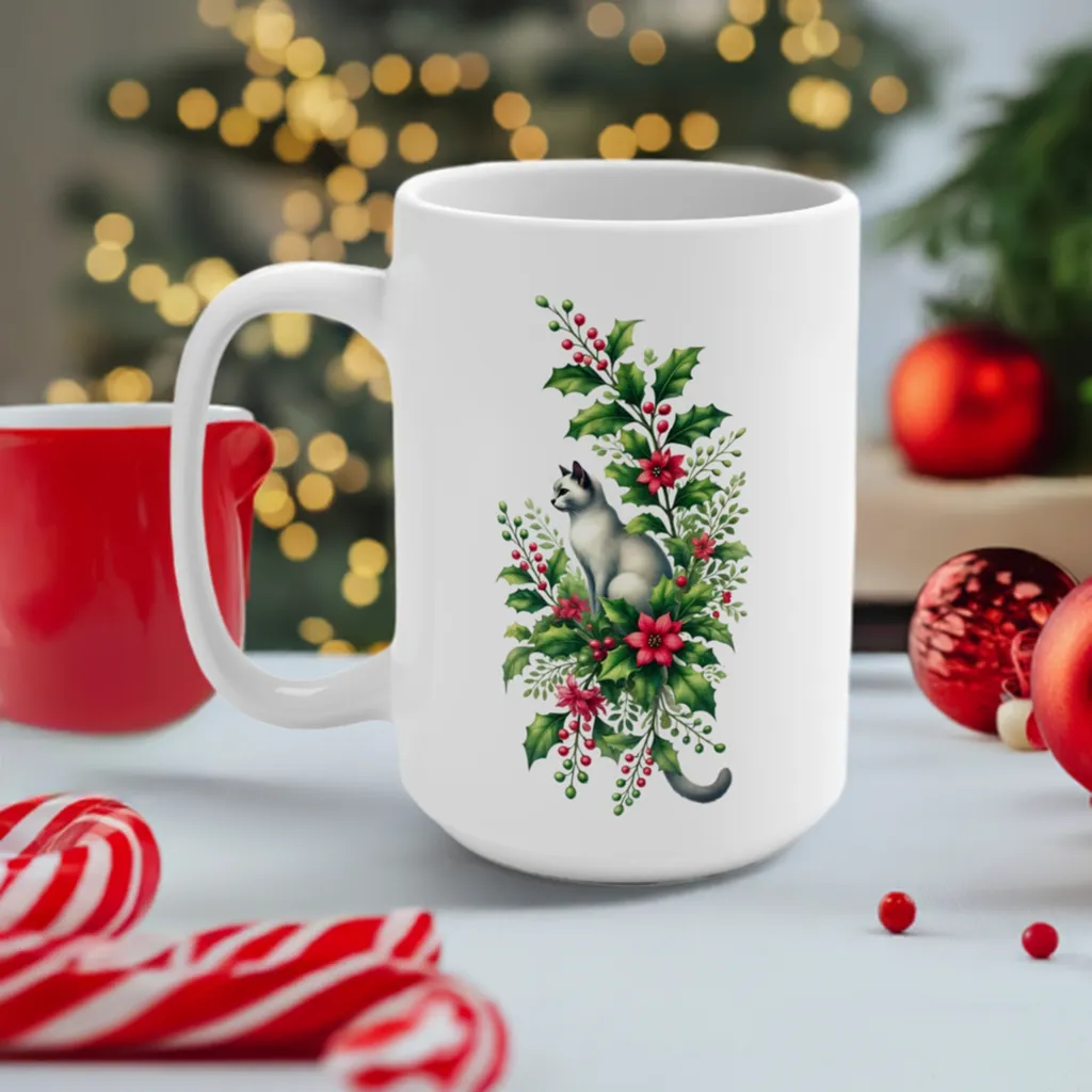 December Birth Flower - Cat Lover - Mug 15oz