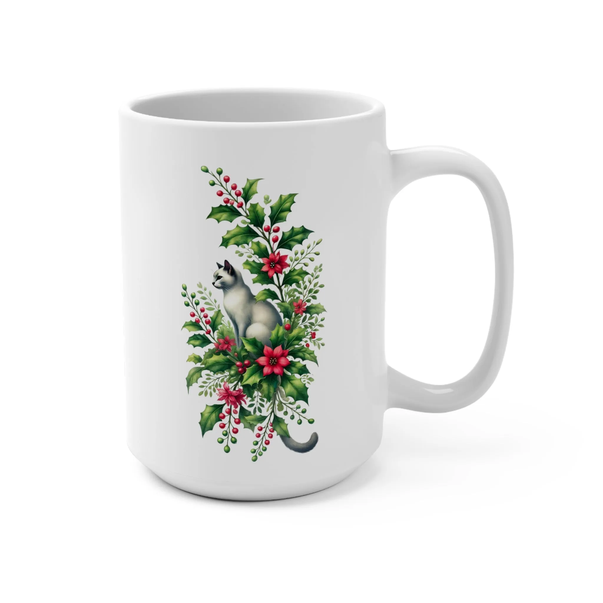 December Birth Flower - Cat Lover - Mug 15oz