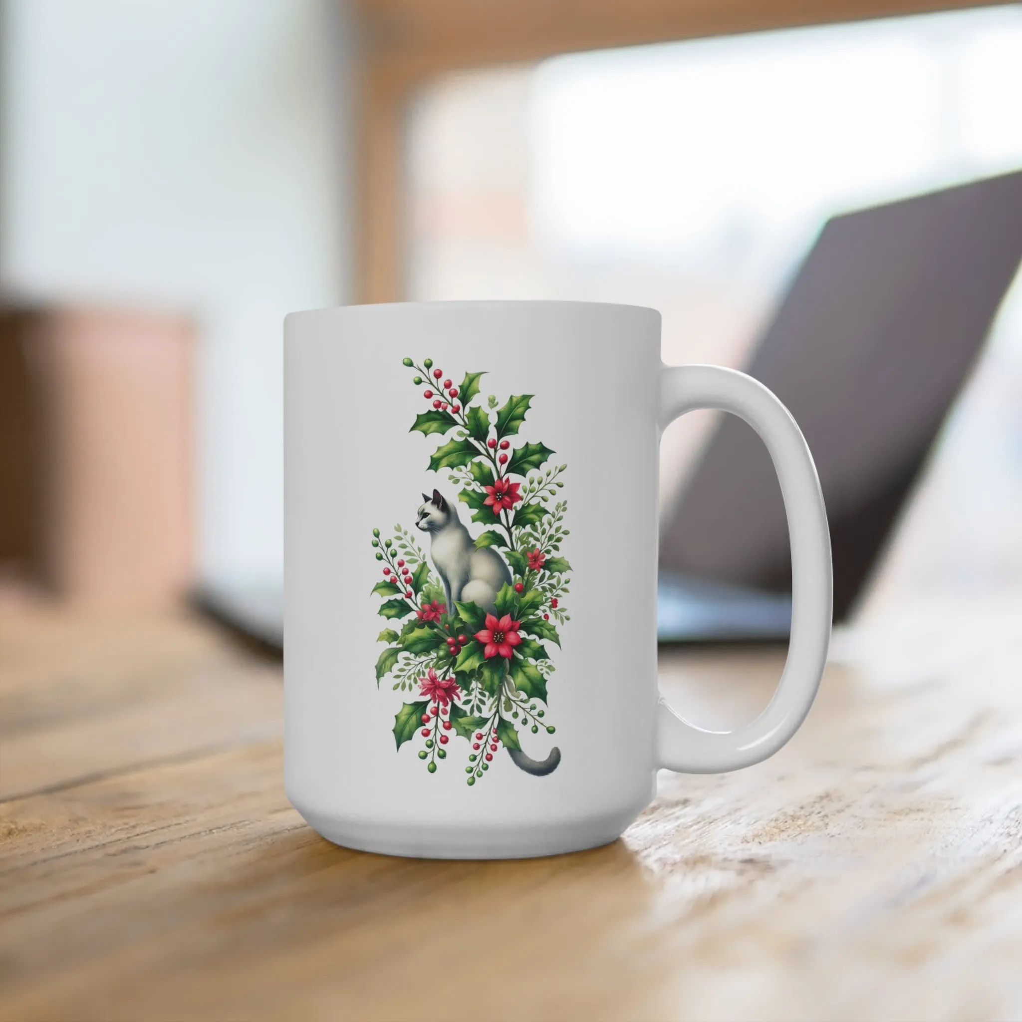 December Birth Flower - Cat Lover - Mug 15oz