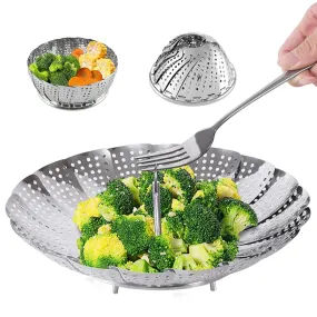 Dhanuom Steamer Basket Stainless Steel Steamer Basket for Vegetable/Insert for Pots, Pans steam boiling Fruit Bowl Fit for Instant Pot and Adjustable bowl