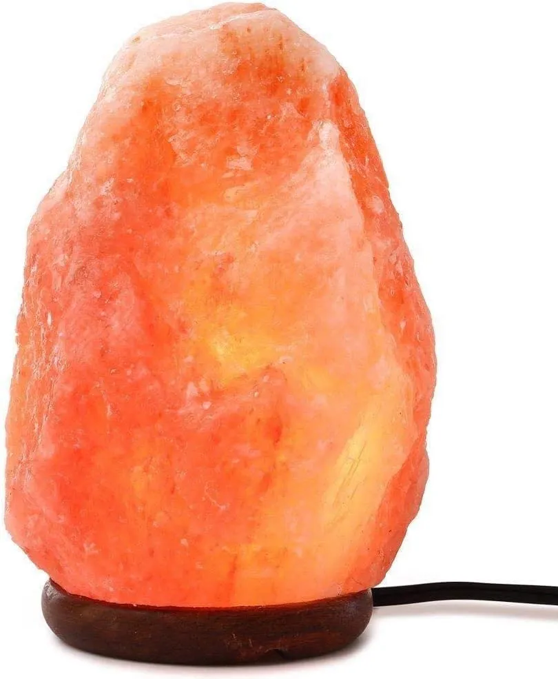 Dimmable Salt Lamp, Natural Himalayan Crystal Rock Salt Lamp Pink Light, Hand Crafted Wooden Base Direct from Foothills of The Himalayas Home Decor, Night Light & Gifts