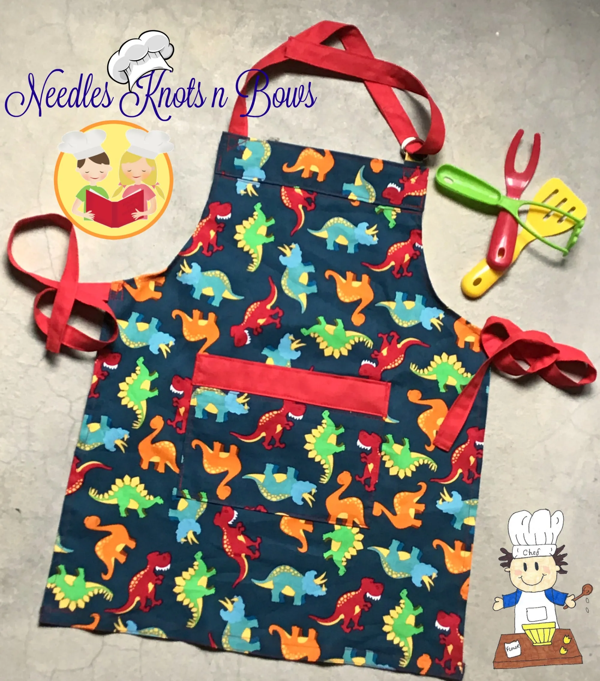 Dinosaur Apron, Kids Apron, Aprons, Boys / Girls Dinosaur Apron, Childs Apron