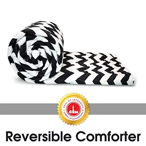 Divine Casa 110 GSM Quilted Duvets Single Bed Comforters Blanket for Winter, Black & White