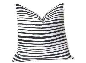 Drawn Stripe Pillow Cover / Black Ivory Stripe Pillow Cover / Black White 14x36 12x21 16x16 18x18 20x20 22x22 24x24 26x26 Zipper Pillow Case