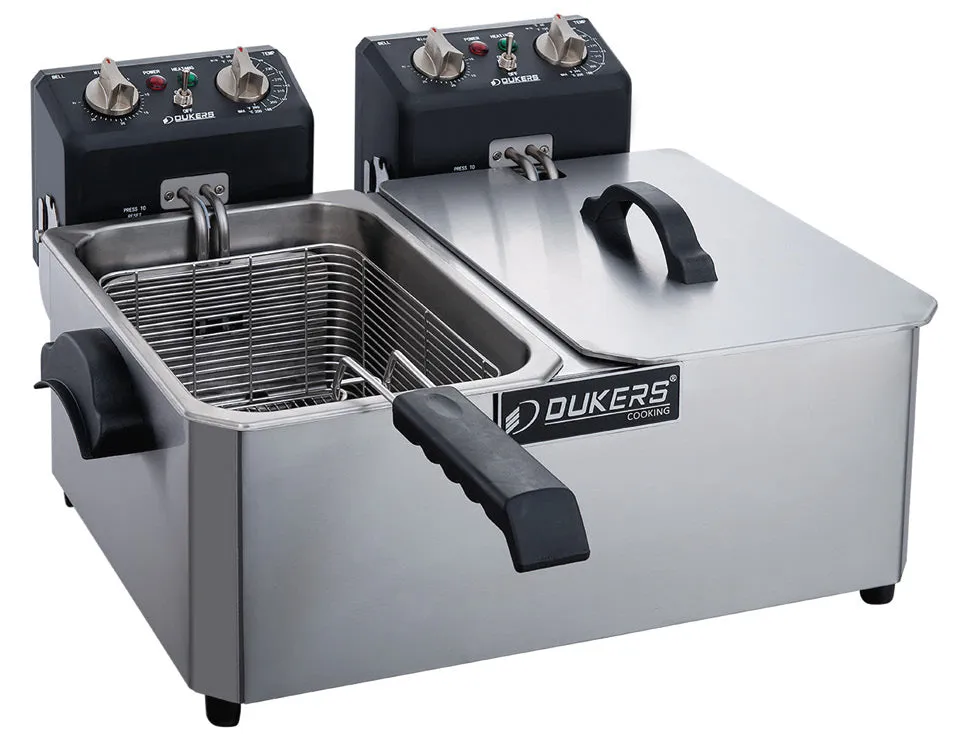 Dukers - DCF10ED, 20lb Two Basket Electric Countertop Deep Fryer