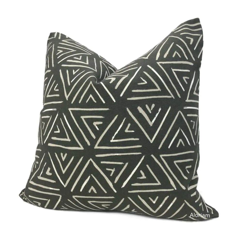 Dylan Black White Taupe Triangle Print Pillow Cover