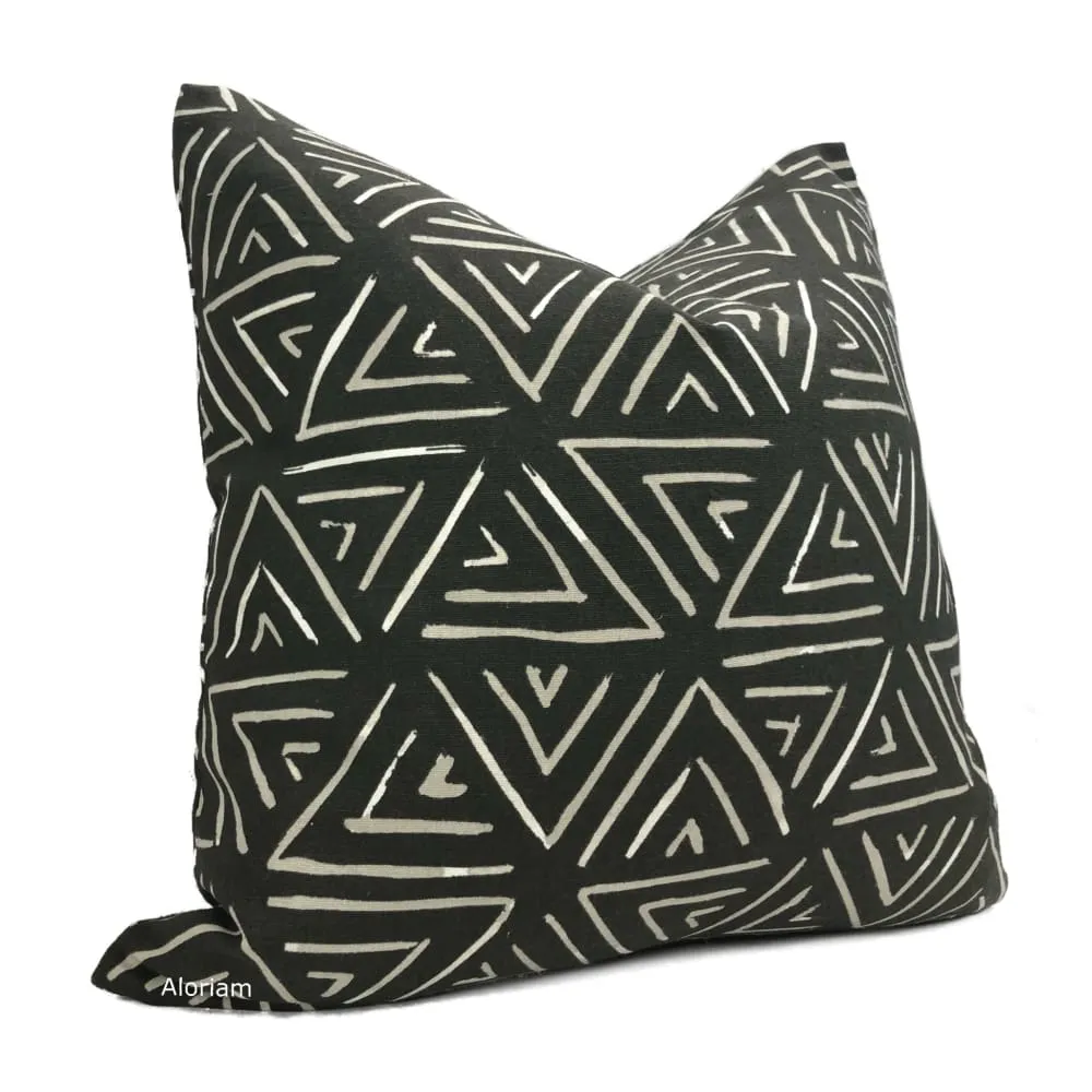 Dylan Black White Taupe Triangle Print Pillow Cover