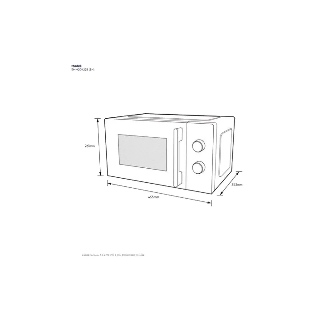 Electrolux EMM20K22B 20L UltimateTaste 300 Freestanding Microwave Oven