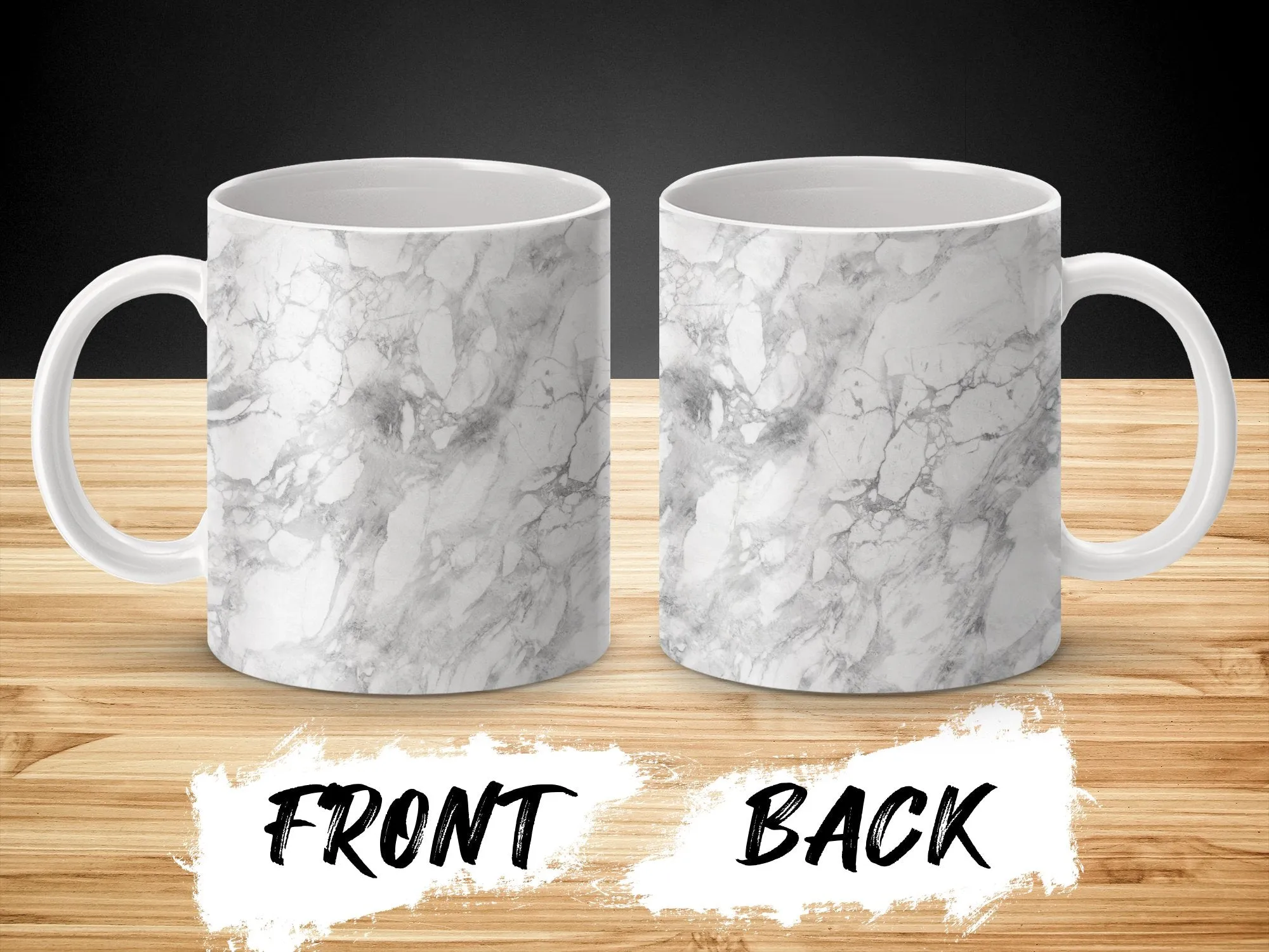 Elegant Marble Pattern Mug, 11oz Stylish Monochrome Drinkware, Office Coffee Cup