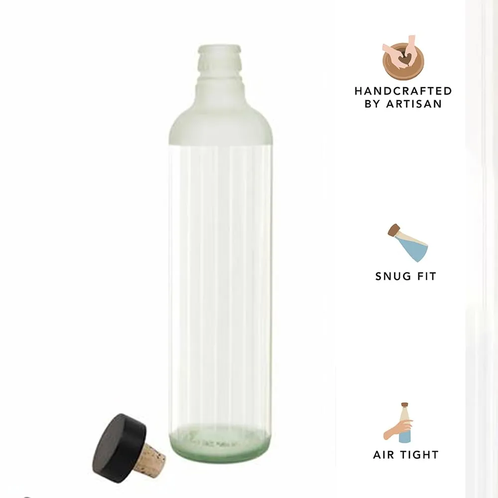 Ellementry Frosty Glass Bottle with Cork (750 ML) | Water and Milk Bottle for Fridge | Clear and Transparent Bottles for Home and Office | BPA Free | Stylish and Premium Wine Bottle- Set of 3