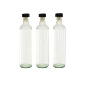 Ellementry Frosty Glass Bottle with Cork (750 ML) | Water and Milk Bottle for Fridge | Clear and Transparent Bottles for Home and Office | BPA Free | Stylish and Premium Wine Bottle- Set of 3