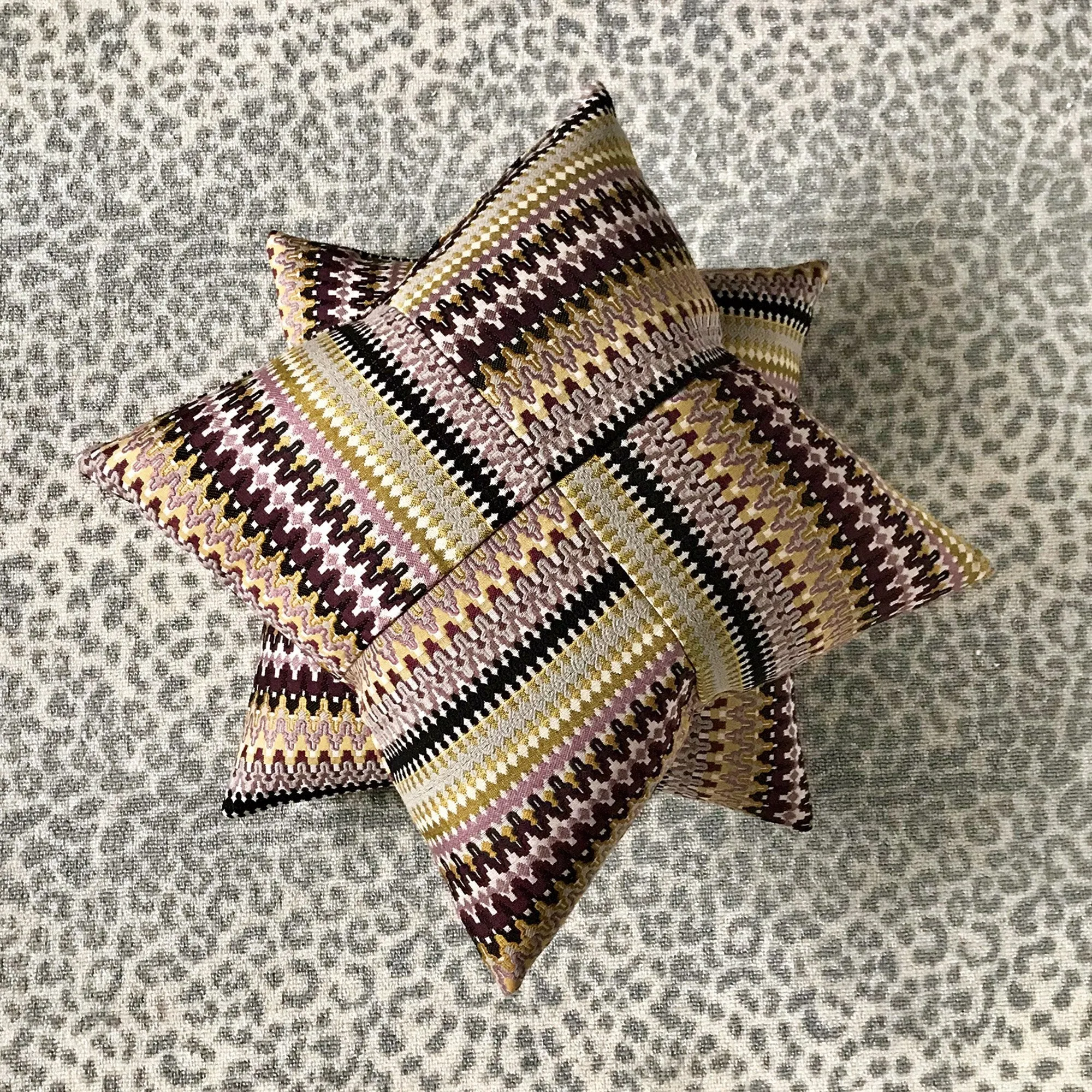 Embroidered Kaleidoscope Throw Pillow Cover 20x20 in Purple