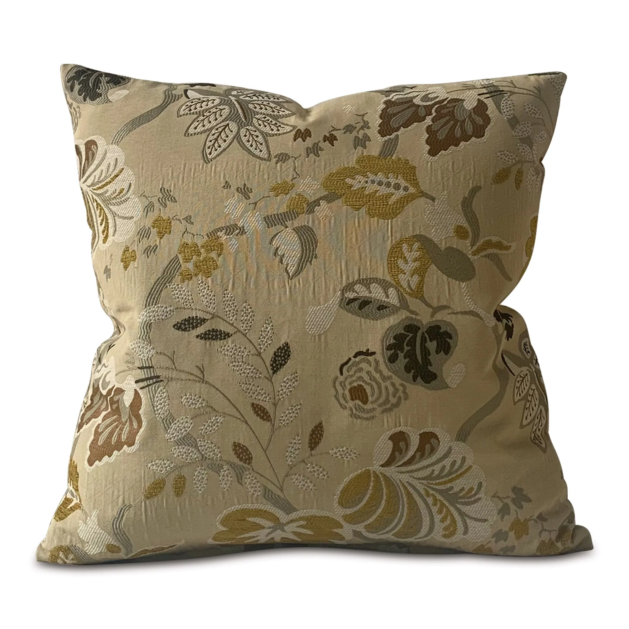 Fall Sage Botanical Jacquard Throw Pillow Cover 24x24