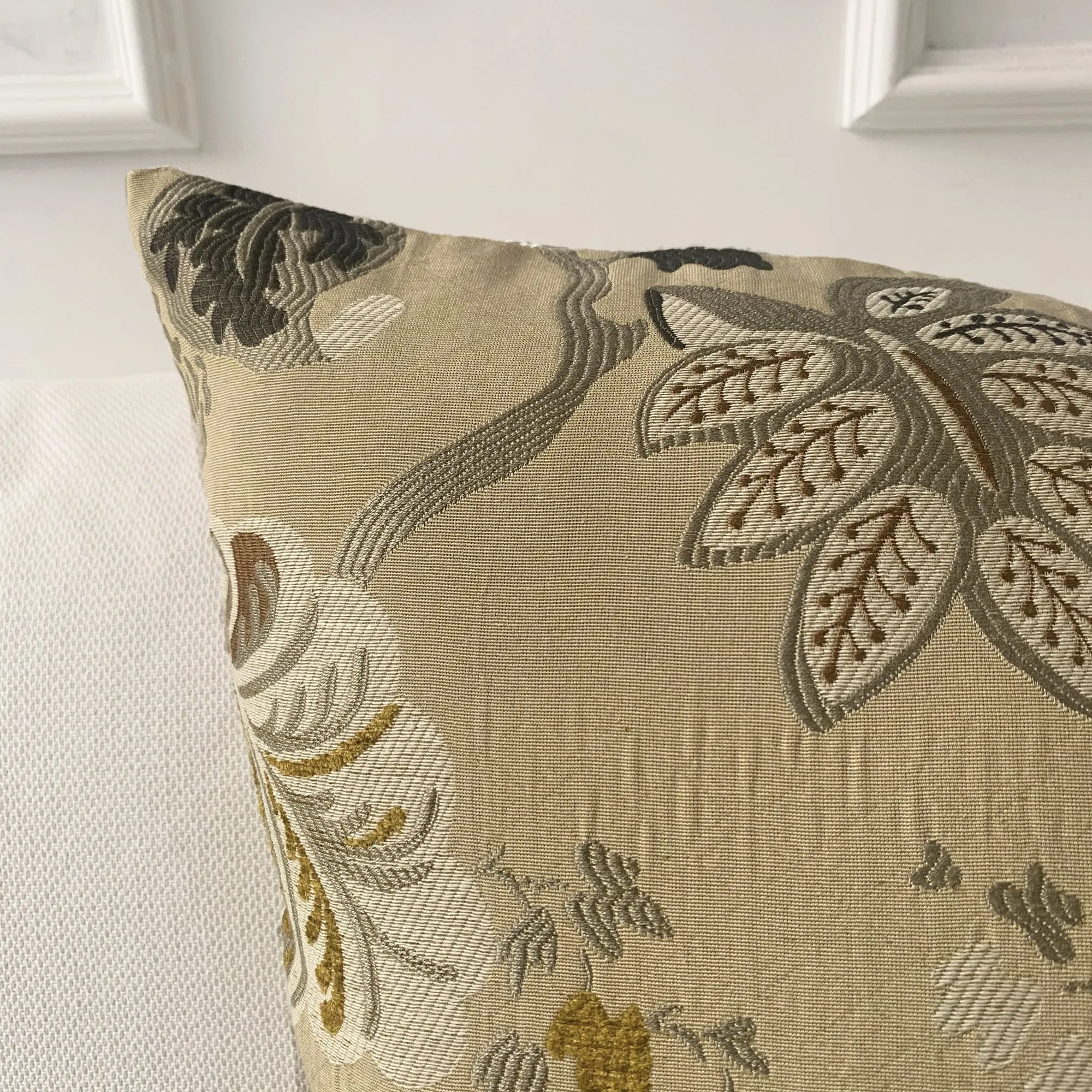 Fall Sage Botanical Jacquard Throw Pillow Cover 24x24