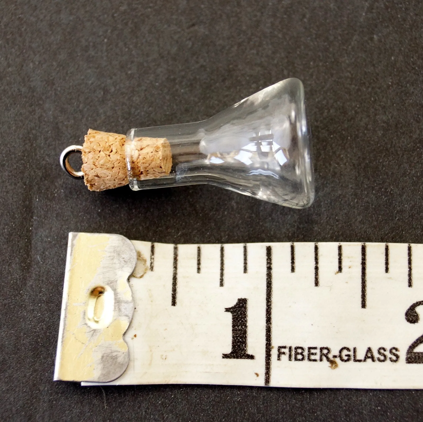 Fillable Glass Erlenmeyer Flask Charm with Cork Stopper and Eye Hook