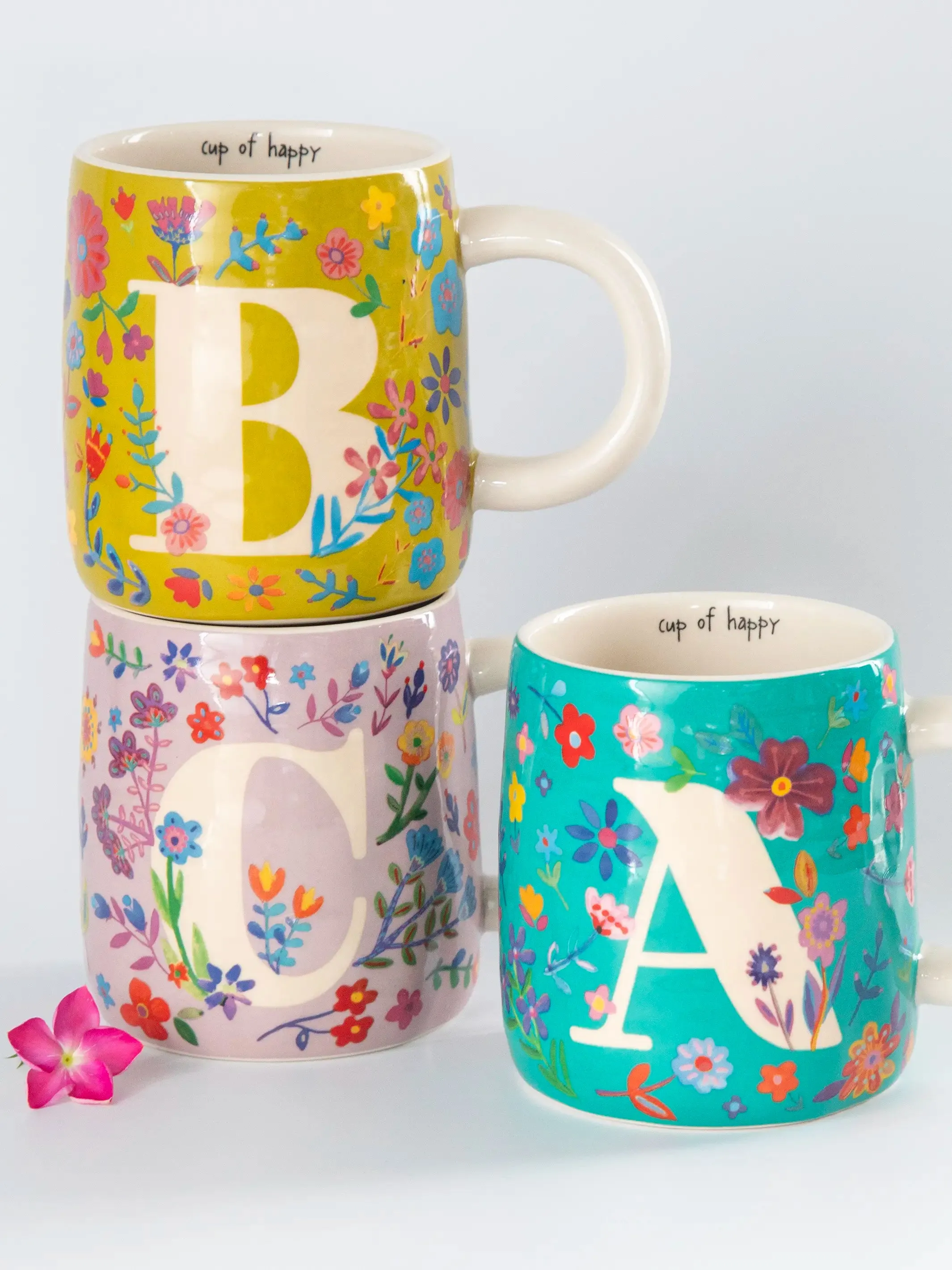 Floral Initial Mug - A