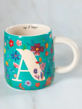 Floral Initial Mug - A