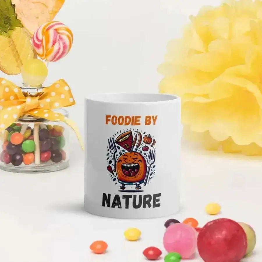 Foody by nature white glossy mug