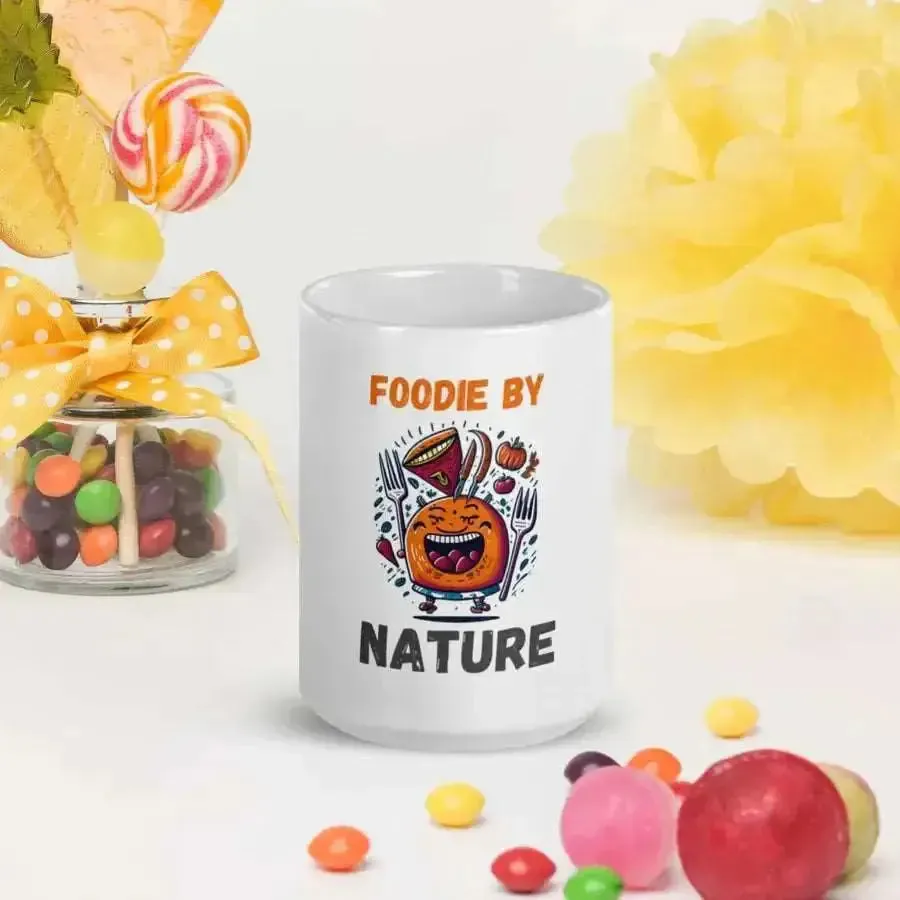 Foody by nature white glossy mug