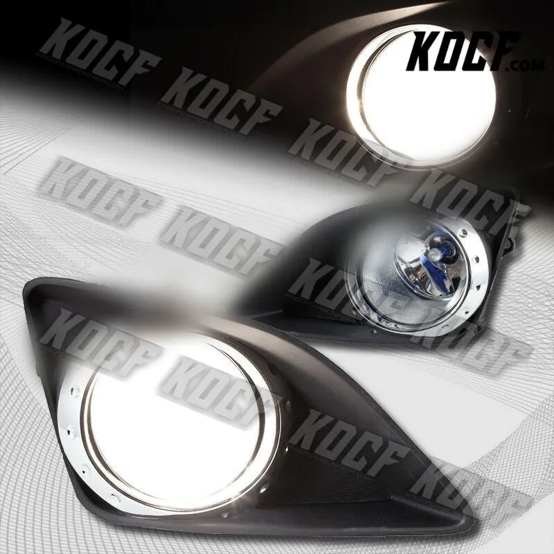 For Toyota Corolla Glass Bumper Fog Bumper Driving Light Lamps Kit W/Chrome Ring