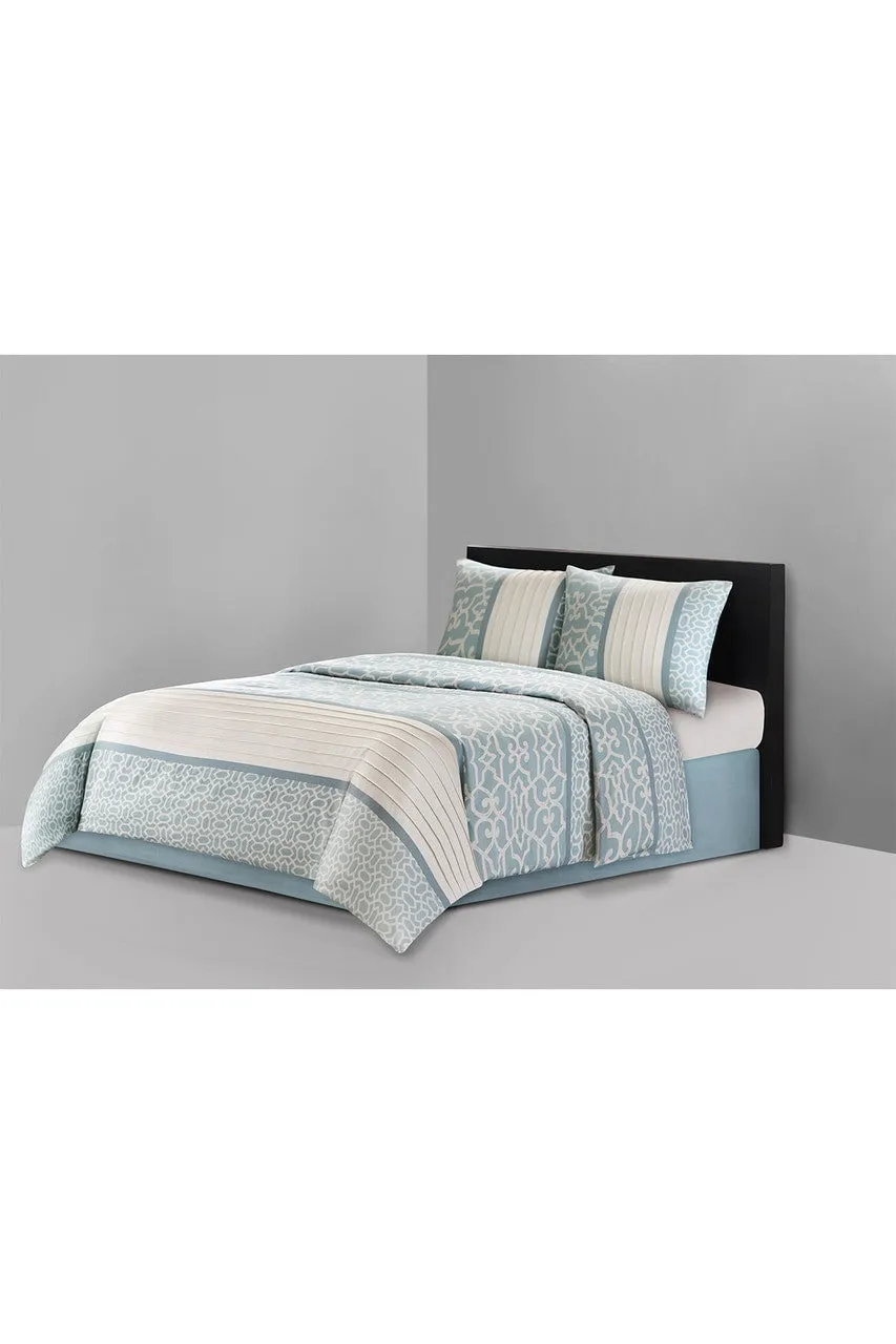 Fretwork Aqua Comforter Set