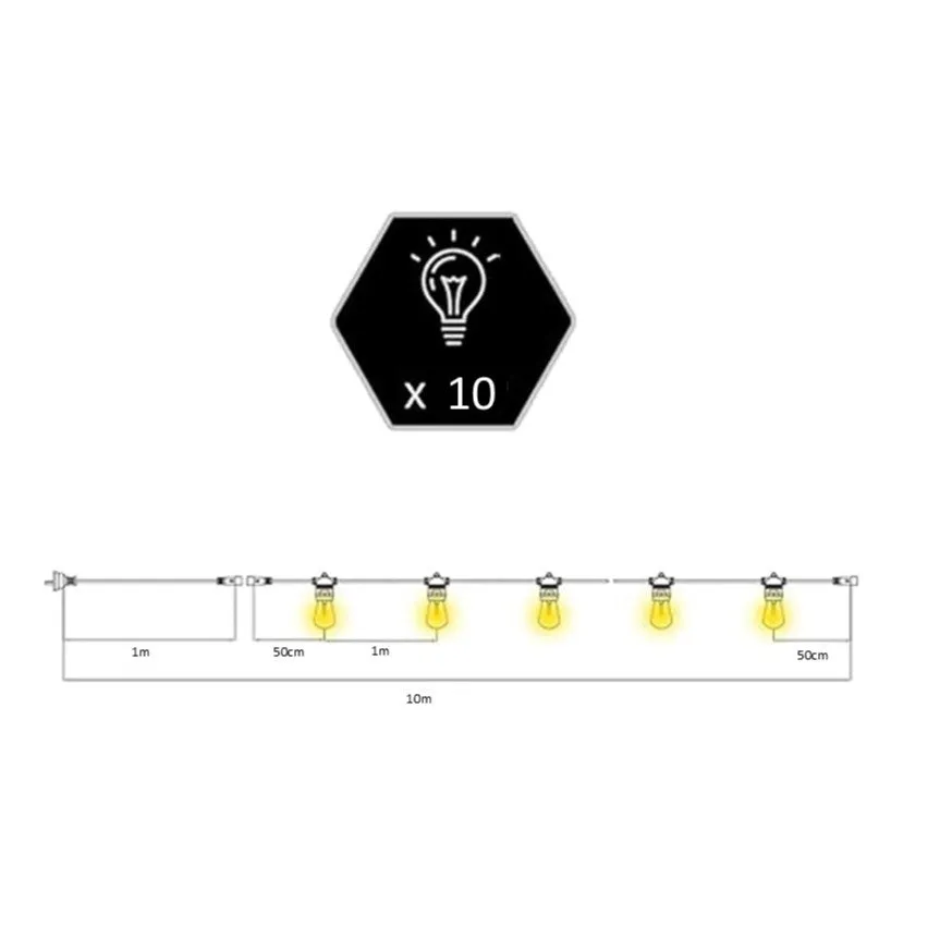 G45 Colour Bulb | 10m 10 Bulbs | Flush Mount Festoon Lights