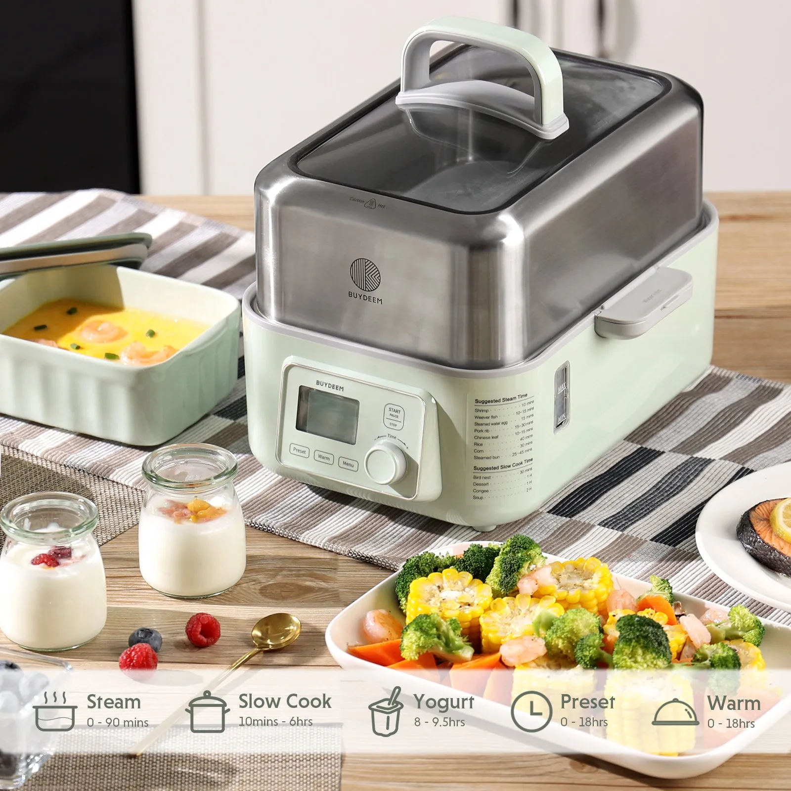 G563 Electric Food Steamer with Ceramic Lunch Box - Bundle Offer