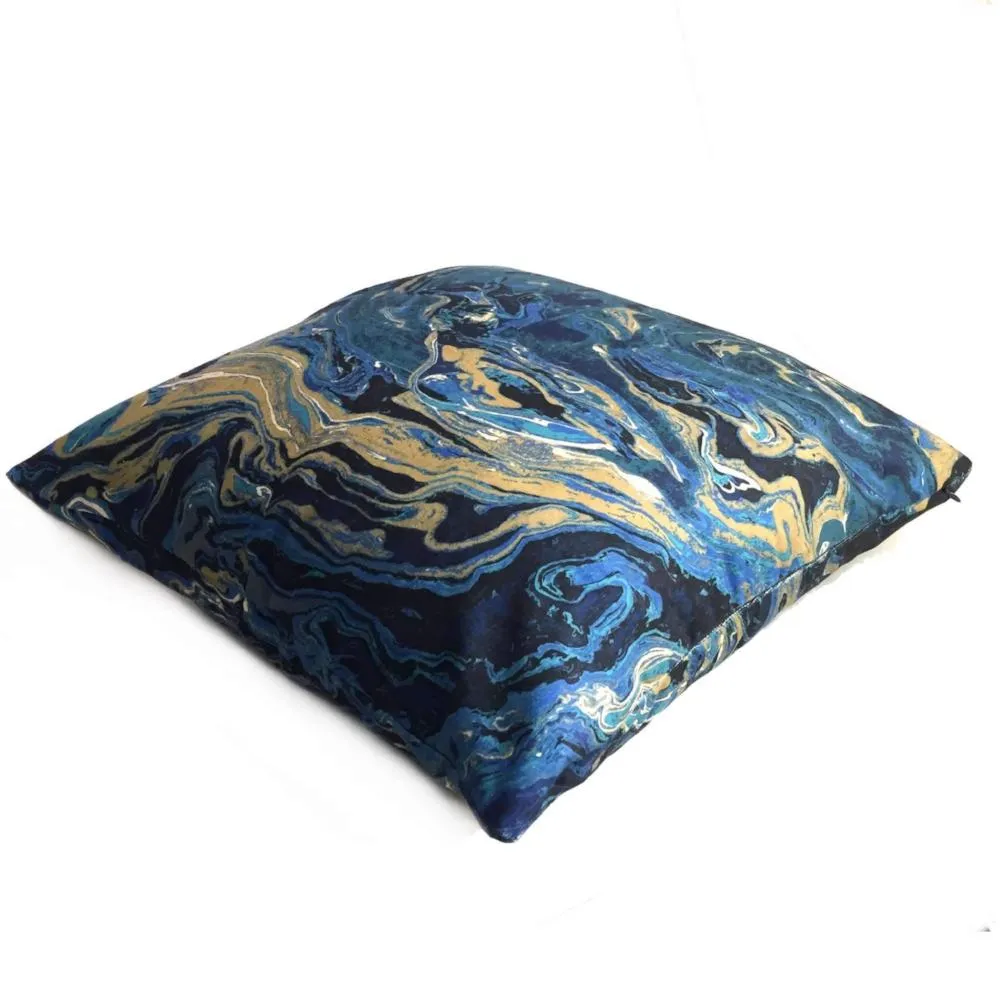 Gaia III Lapis Blue Marble Geology Pattern Pillow Cover (Fabric by the Yard available)