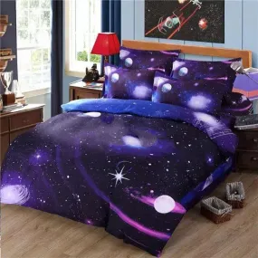 Galaxy Reactive Printing Polyester Luxury 4-Piece Bedding Sets/Duvet Covers