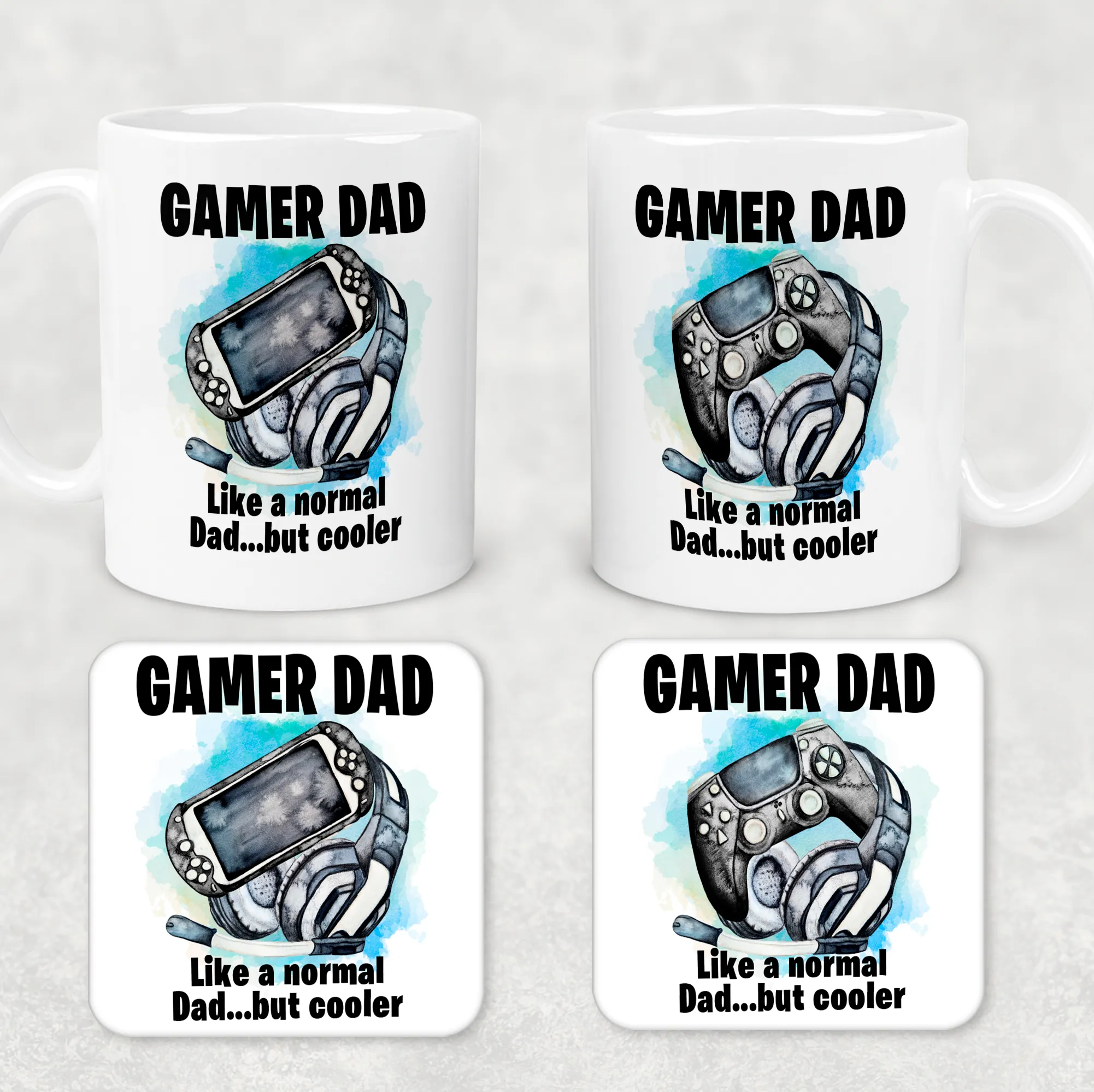 Gamer Dad Cooler Than a Normal Dad Personalised Watercolour Mug