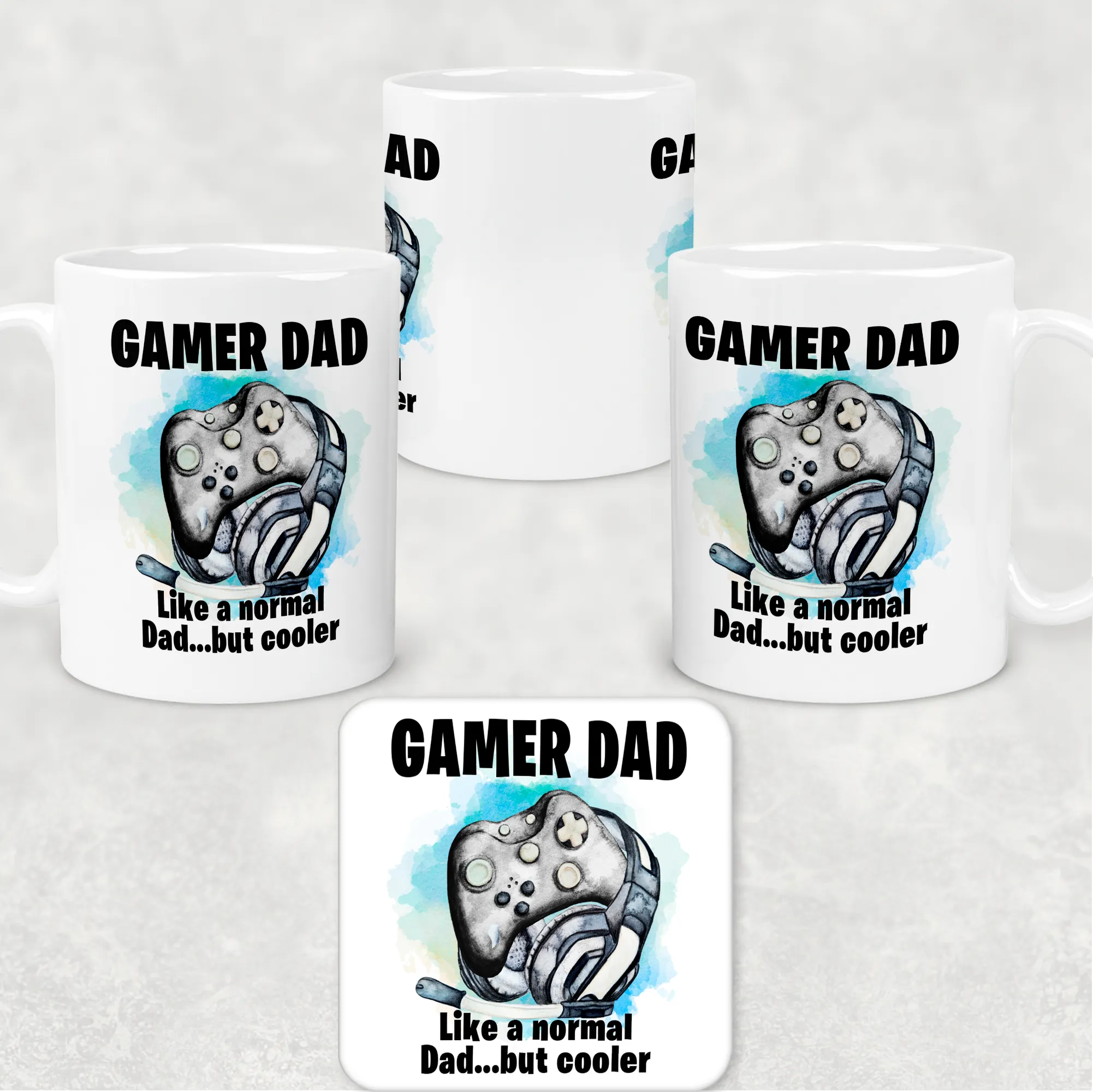 Gamer Dad Cooler Than a Normal Dad Personalised Watercolour Mug