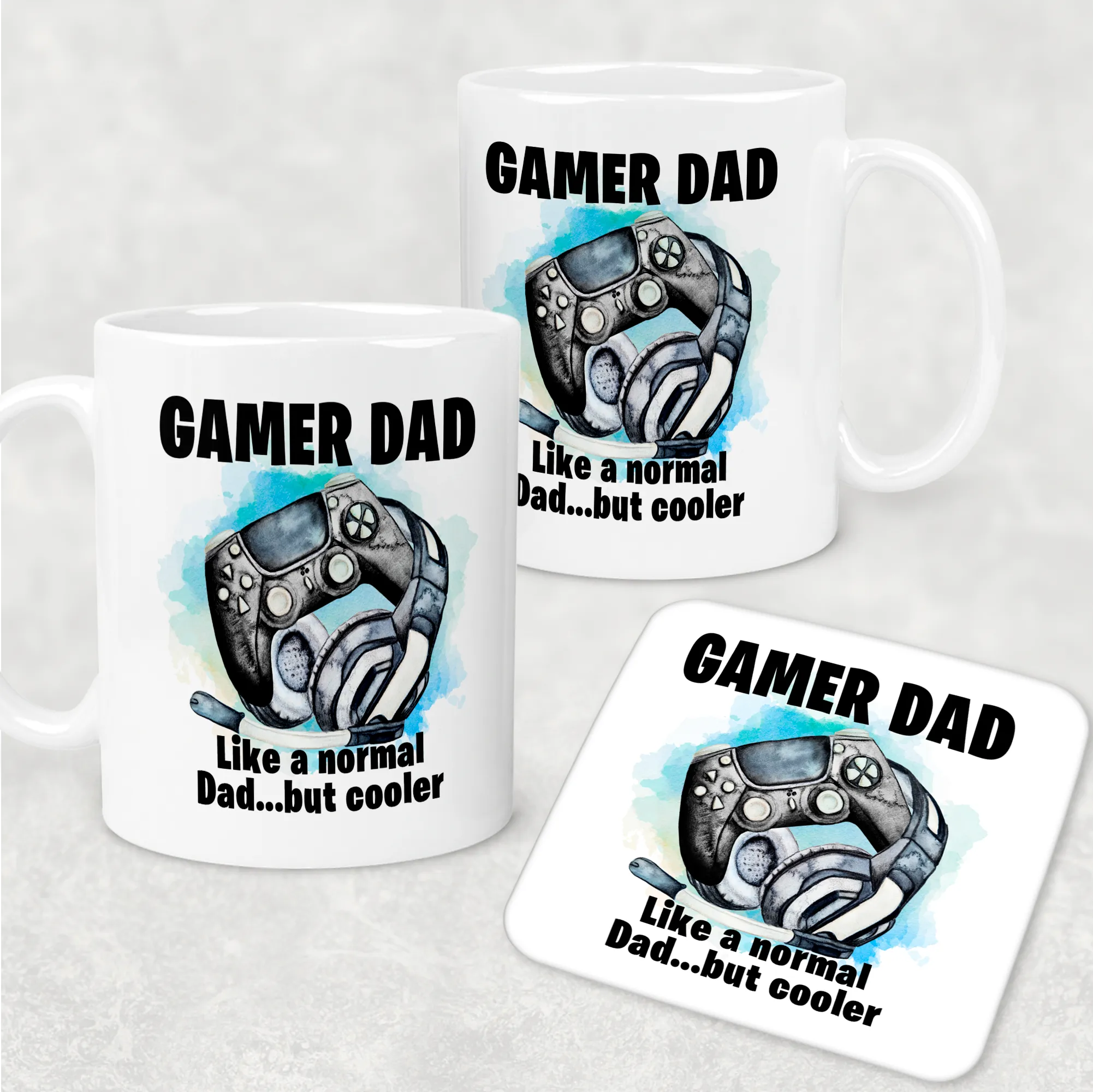 Gamer Dad Cooler Than a Normal Dad Personalised Watercolour Mug