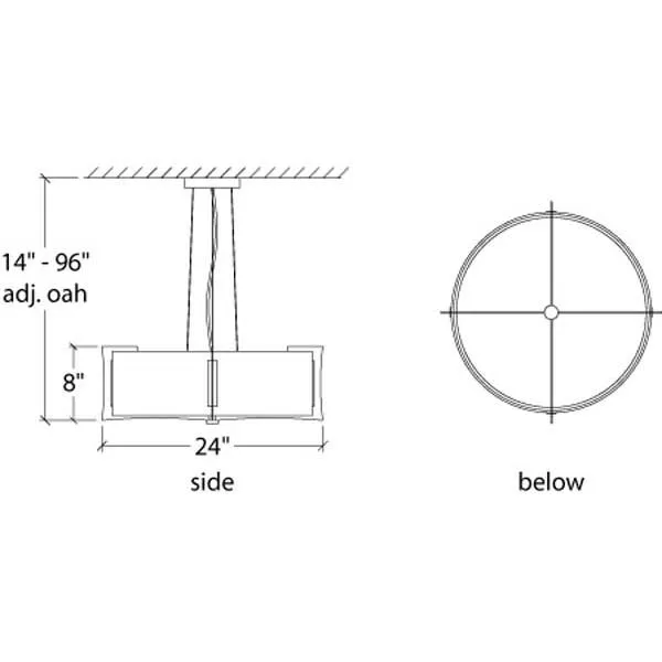 Genesis 17390-24-SFM Indoor/Outdoor Semi Flush Mount Pendant By Ultralights Lighting