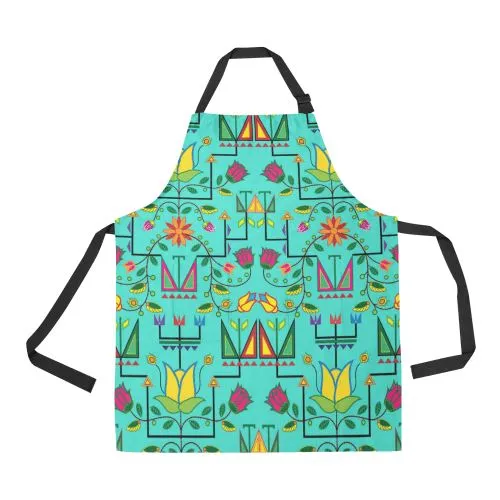 Geometric Floral Summer-Sky Apron