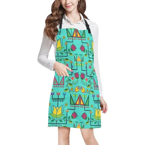 Geometric Floral Summer-Sky Apron