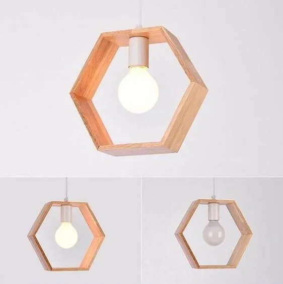 Geometric Hanging Wooden Lights