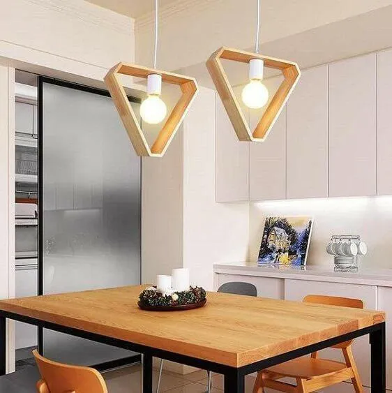 Geometric Hanging Wooden Lights