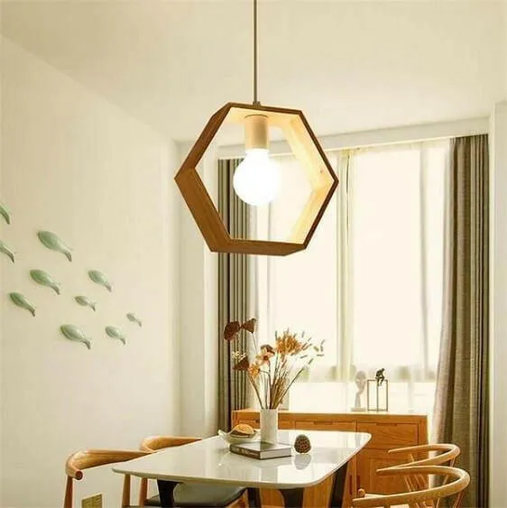 Geometric Hanging Wooden Lights