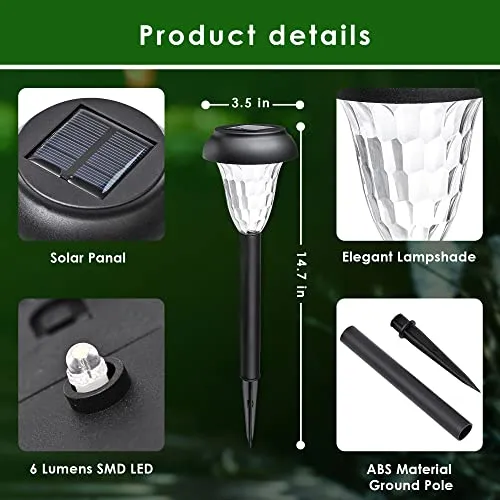 GIGALUMI 12Pack Solar Lights Outdoor Waterproof, Solar Garden Lights, Bright LED Solar Outdoor Lights, Solar Lights for Outside, Yard, Pathways, Landscapes, Walkways and Driveways