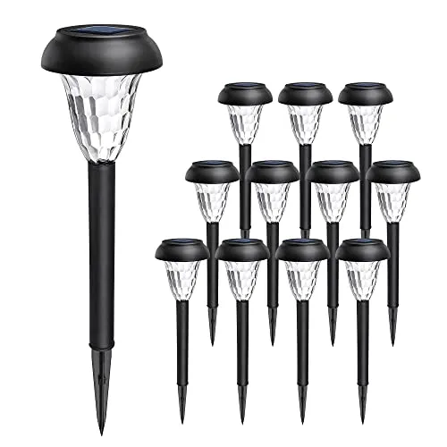 GIGALUMI 12Pack Solar Lights Outdoor Waterproof, Solar Garden Lights, Bright LED Solar Outdoor Lights, Solar Lights for Outside, Yard, Pathways, Landscapes, Walkways and Driveways