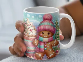 Gingerbread Man Hot Chocolate Design Mug, Holiday Mug, Christmas Gift for Family or Friends, Winter Mug