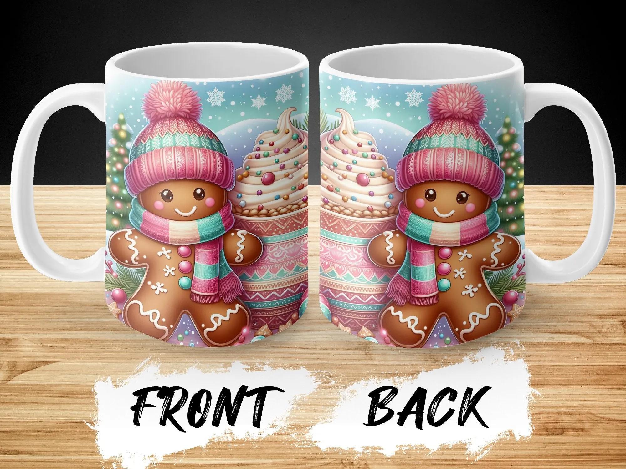 Gingerbread Man Hot Chocolate Design Mug, Holiday Mug, Christmas Gift for Family or Friends, Winter Mug