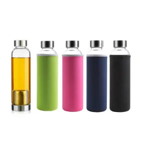 Glass Bottle with Neoprene Sleeve and Tea Brewer